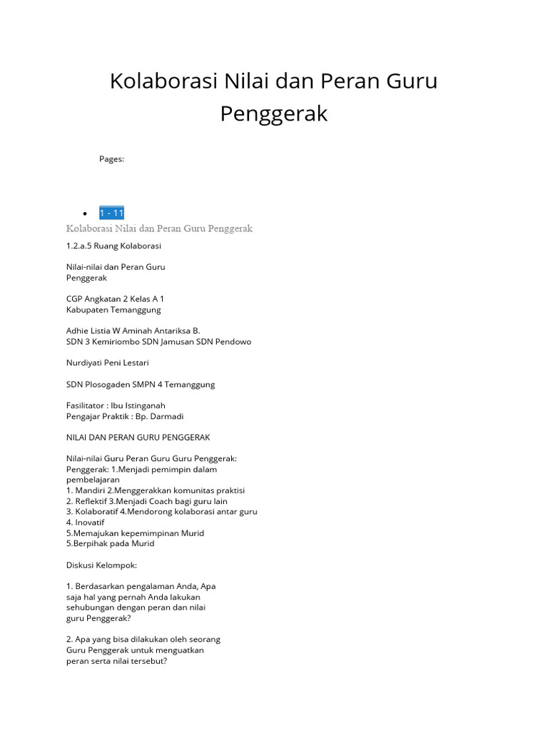 Peran dan Nilai Guru Penggerak | PDF | Karier & Perkembangan