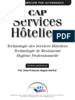 CAP. Services Hôteliers. Technologie Des Services Hôteliers Technologie de Restaurant Hygiène Professionnelle. Version Professeur