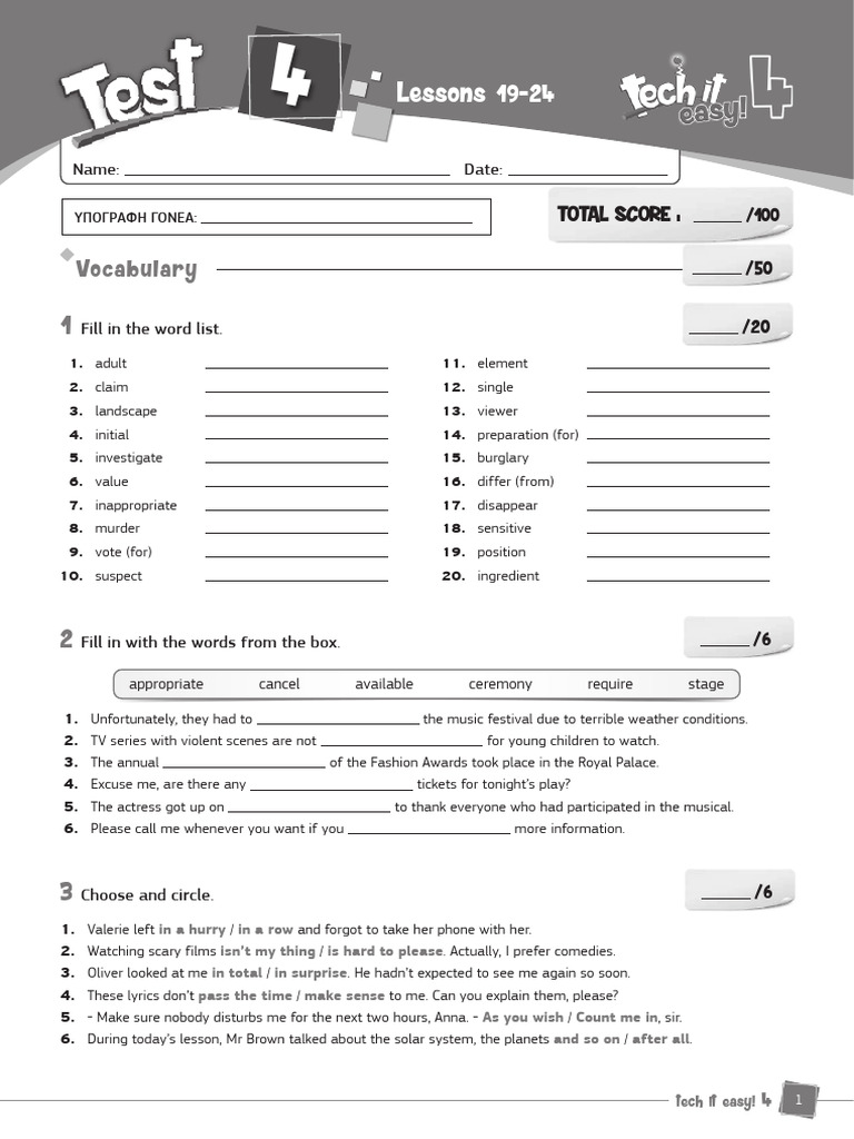 Exercises for Vocabulary and Grammar | PDF | Linguistics
