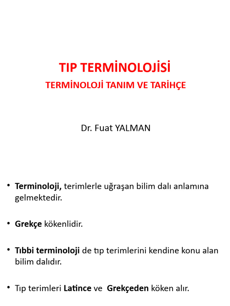 1-Termi̇noloji̇ Tanim Ve Tari̇hçe | PDF