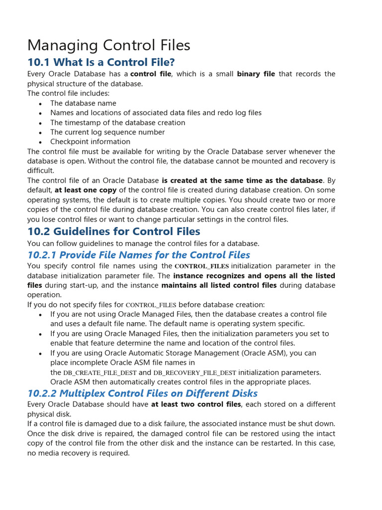 Managing Control Files | Download Free PDF | Computer File | Databases
