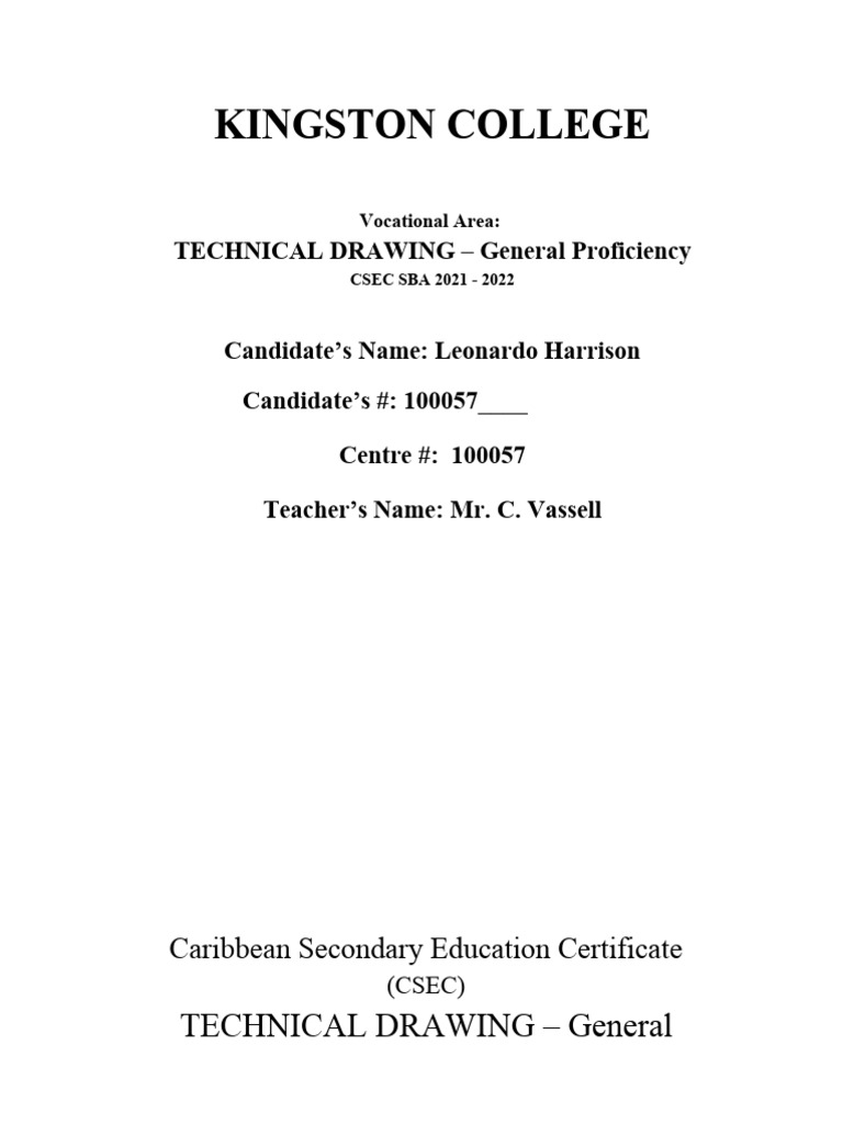 TD Sba Portfolio Outline SAMPLE DO NOT PDF Standardization Technical Drawing