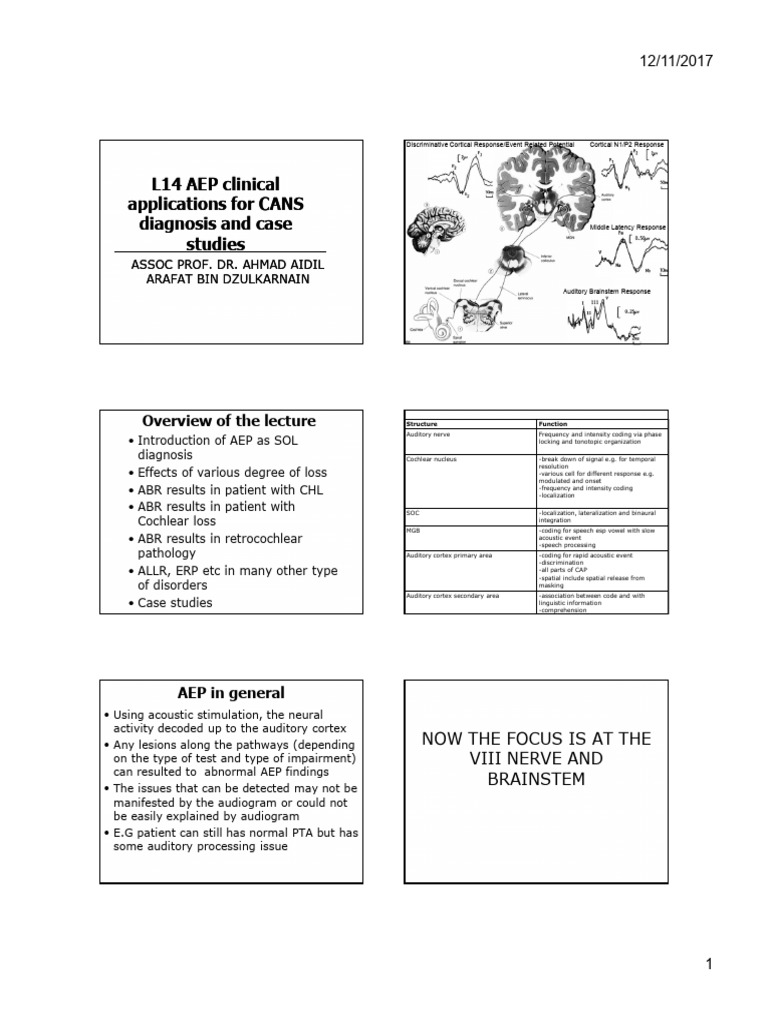 AEP Applications for CANS Diagnosis | PDF | Auditory System | Hearing