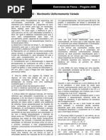 Mecânica - Lista 02 - Movimento Uniformemente Variado