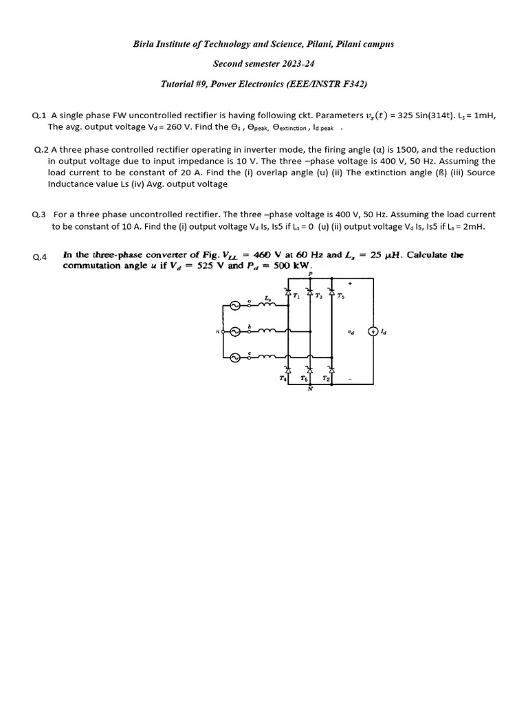 Power Electronics Tutorial 9 Solutions | PDF | Science & Mathematics