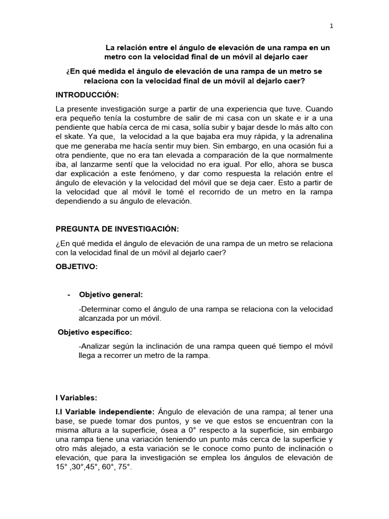En Que Medida El Ángulo de Elevación de Una Rampa | PDF | Velocidad ...