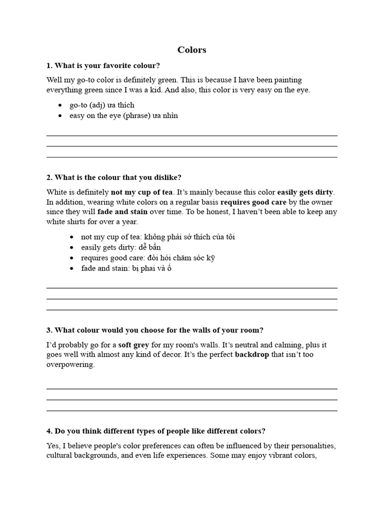 Exploring Personal Color Preferences | PDF | Career & Growth