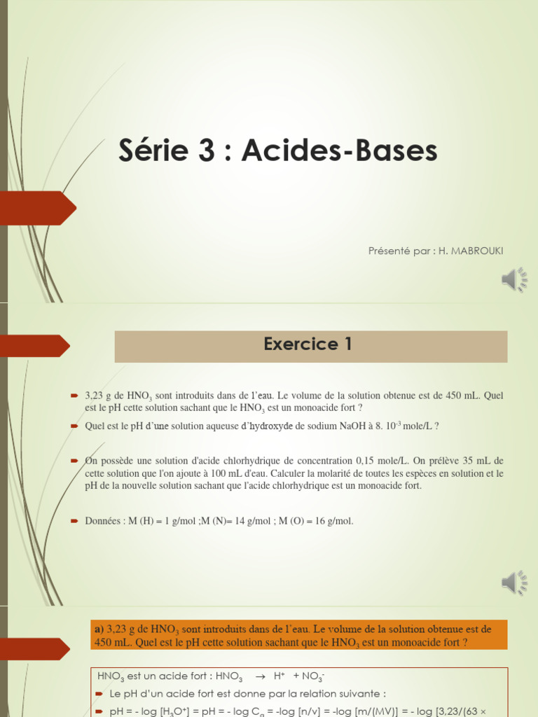 TD3 Chimie Des Solution | PDF | Ph | Hydroxyde de sodium