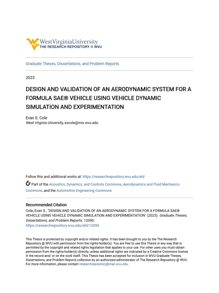 Design and validation of an aerodynamic system for a formula sae pdf