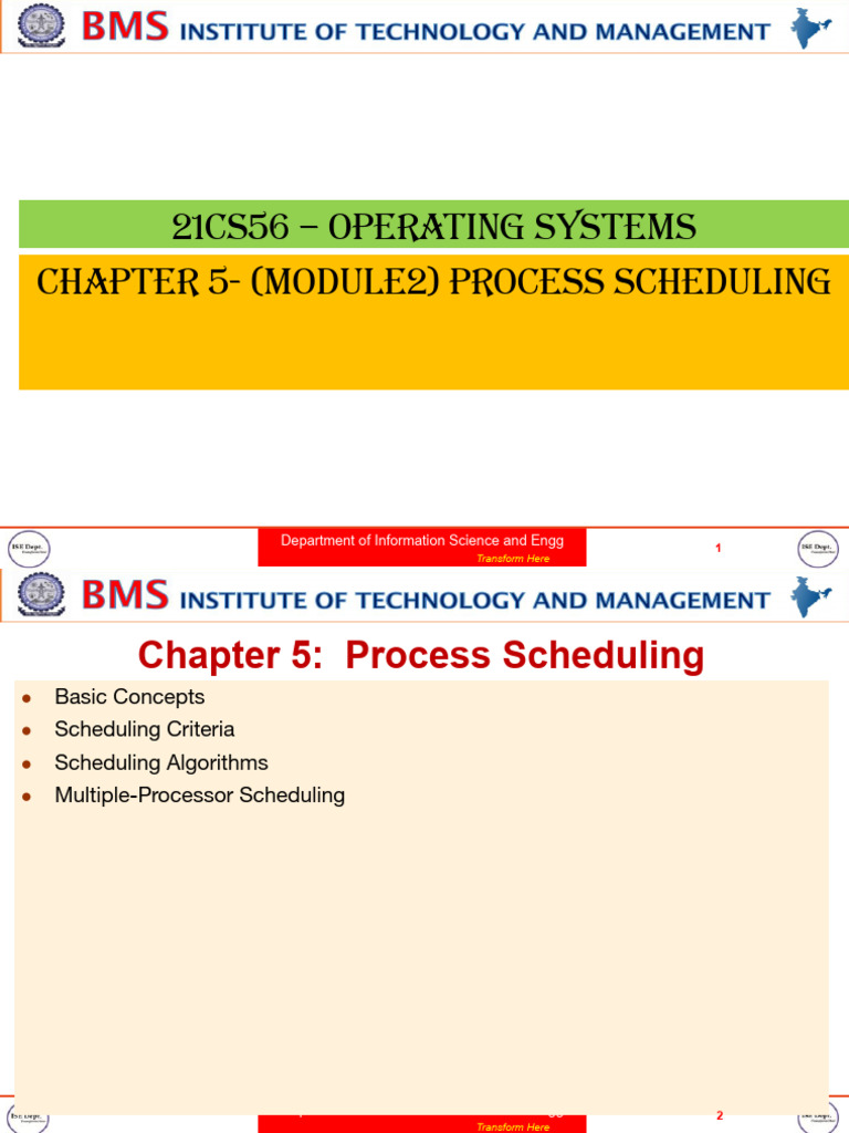 21CS56 - Operating Systems Chapter 5 - (Module2) Process Scheduling ...