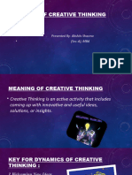 Dynamics of Creative Thinking