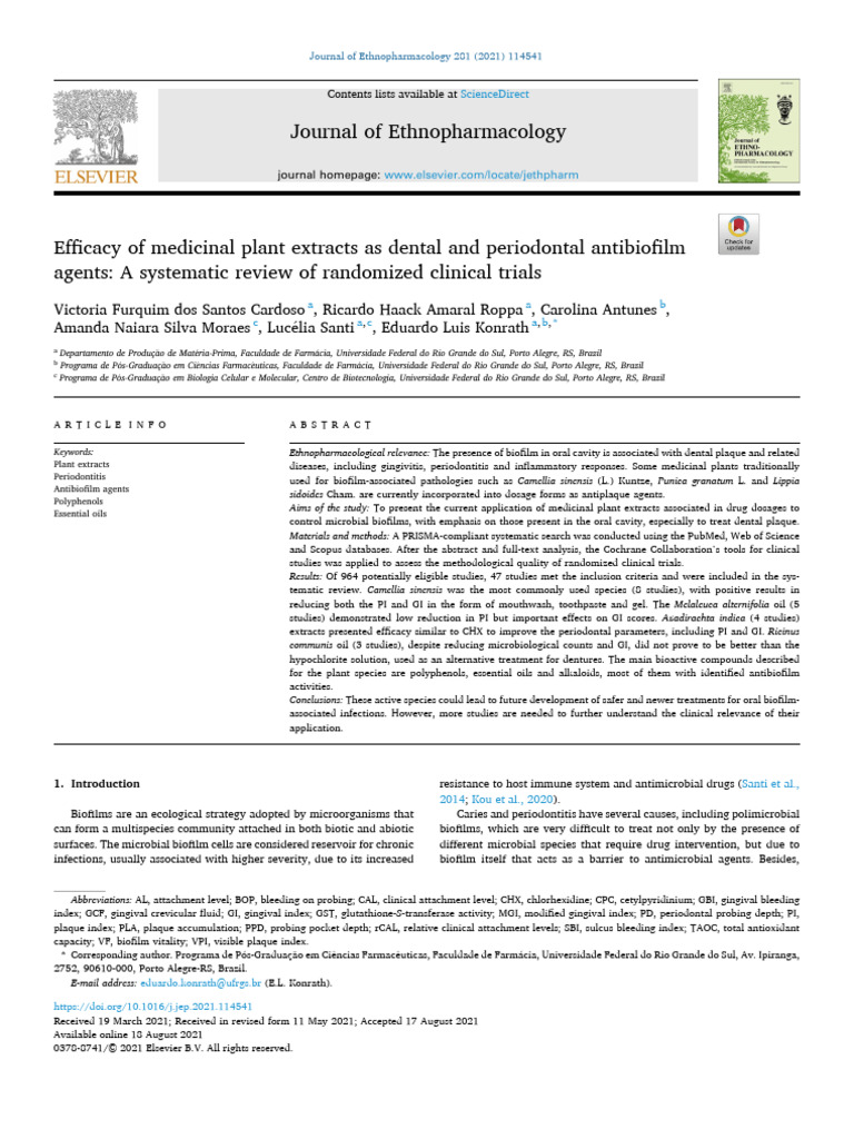 Medicinal Plants for Oral Health | PDF | Medical Specialties | Mouth