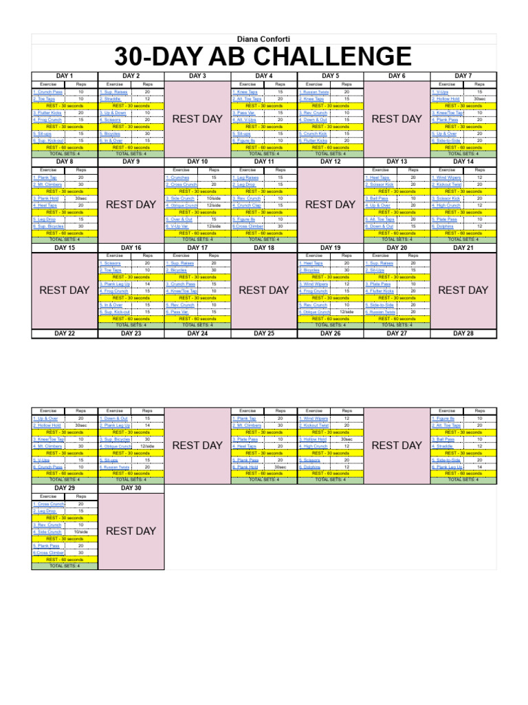 Diana Conforti's 30-Day Ab Challenge | PDF