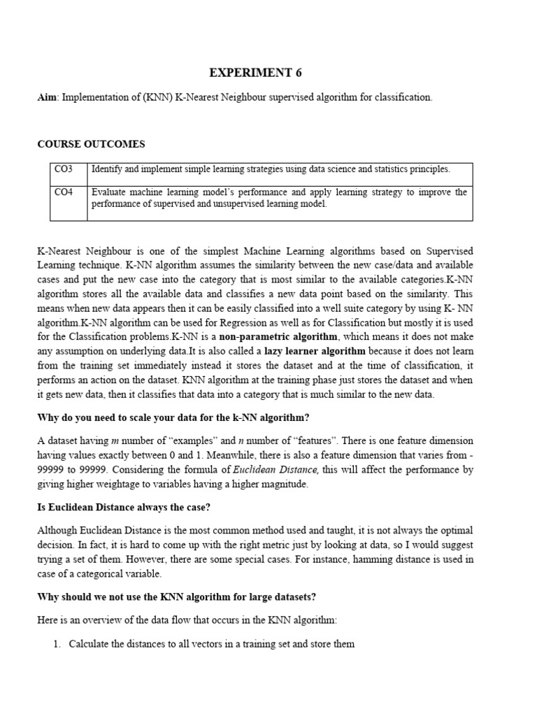 KNN Algorithm Guide for Students | PDF | Artificial Intelligence ...