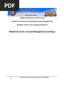 Model Exit Exam - Cost and Management Accounting I