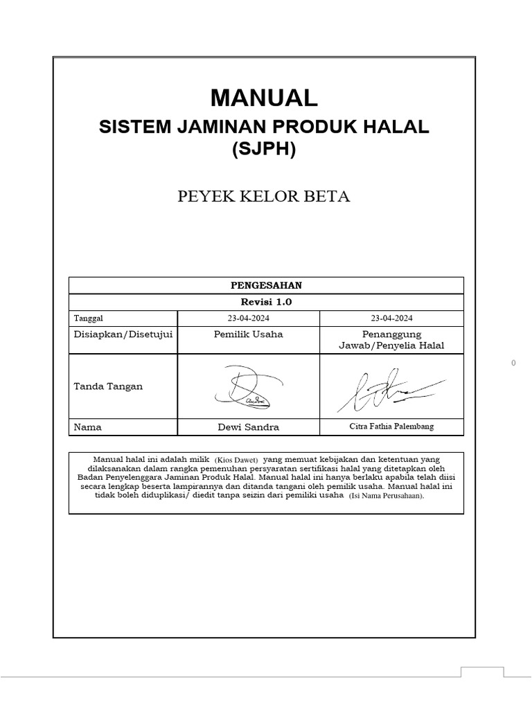 Manual Halal Peyek Kelor Beta | PDF
