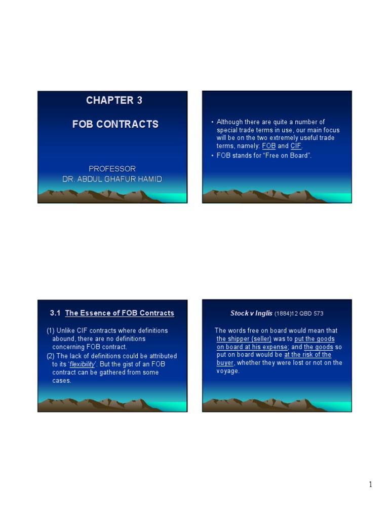 FOB Contracts | PDF | Bill Of Lading | Civil Law (Legal System)