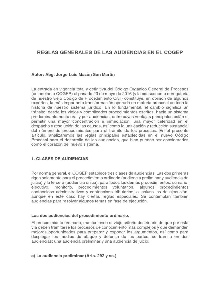 Mazón Jorge Reglas Generales de Las Audiencias | PDF | Ley procesal ...