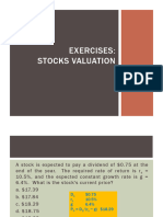 Exercises Stocks Valuation