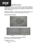 Centroids and Centers of Gravity