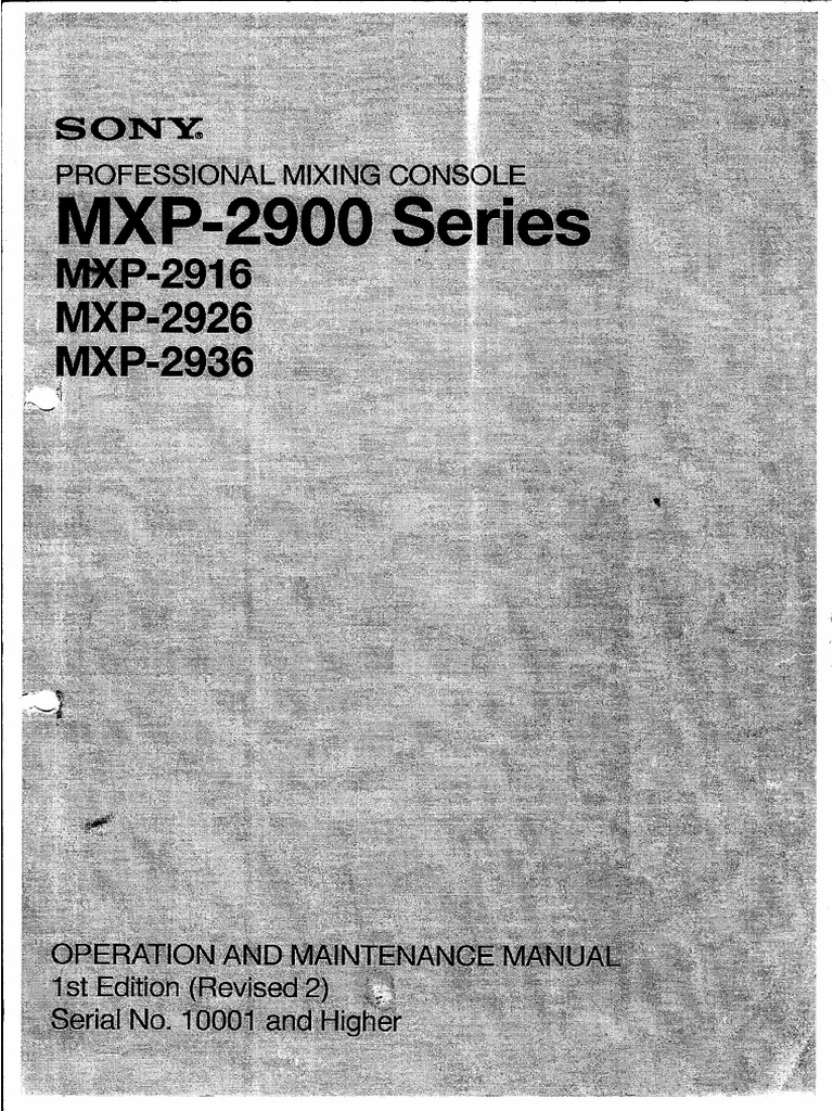 Sony MXP 2900 Operation and Maintenance Manual | PDF