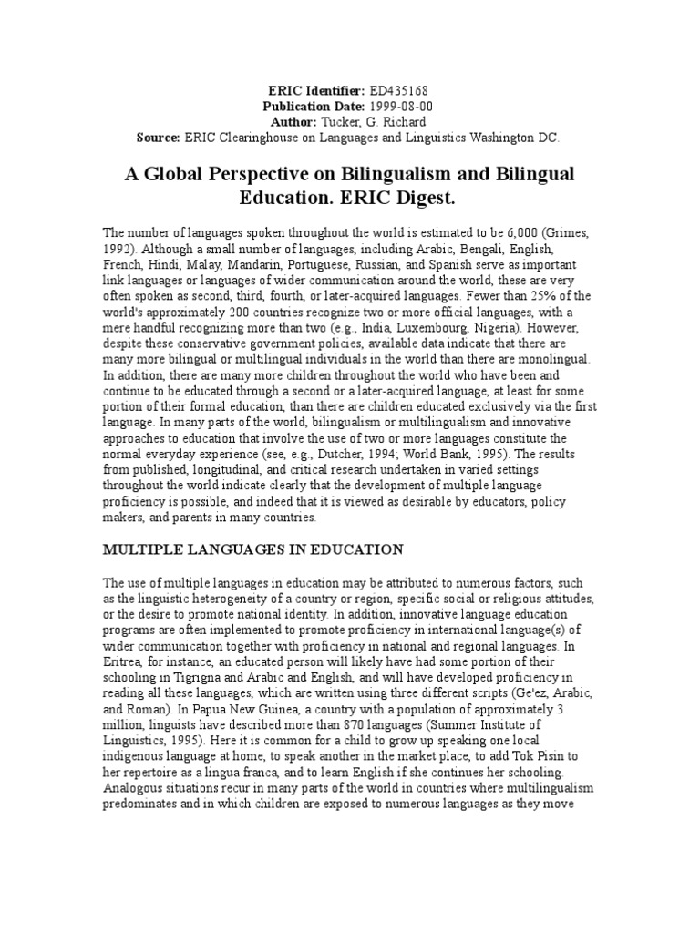 On Bilingualism and Bilingual Education | PDF | Multilingualism | First ...