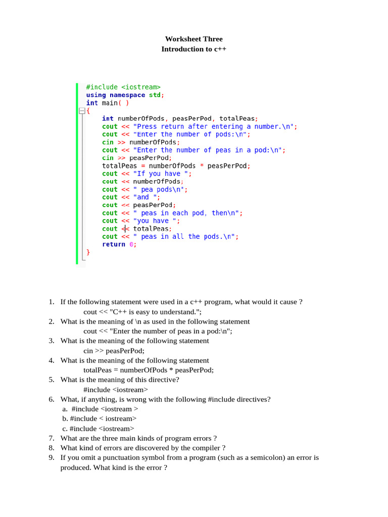Worksheet Three | PDF | C++ | Computer Engineering