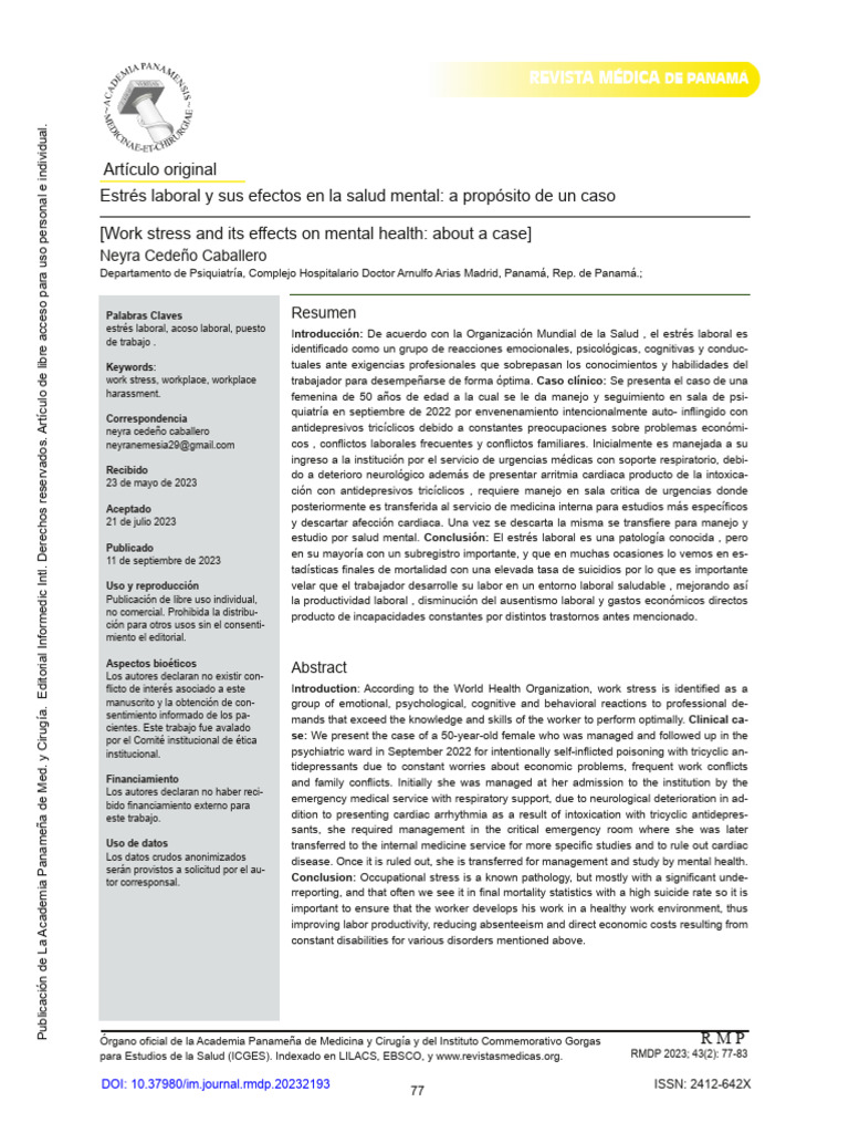 Estrés Laboral y Sus Efectos en La Salud Mental | PDF | Estrés ...