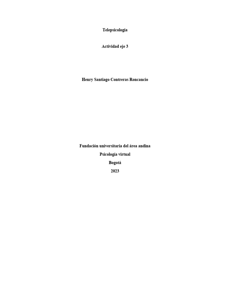 Telepsicologia Actividad Eje3 Pdf Realidad Virtual Software De La