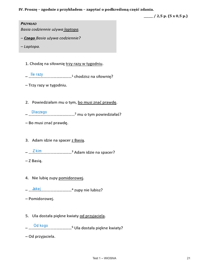 Test Przykladowy 4 Pory Roku | PDF
