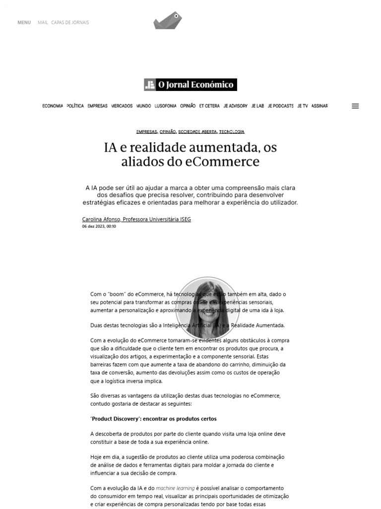 IA e Realidade Aumentada no eCommerce | PDF | E-commerce | Inteligência ...