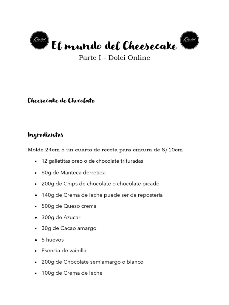 Recetas de Cheesecake Variadas y Fáciles | PDF | Tarta de queso | Galleta