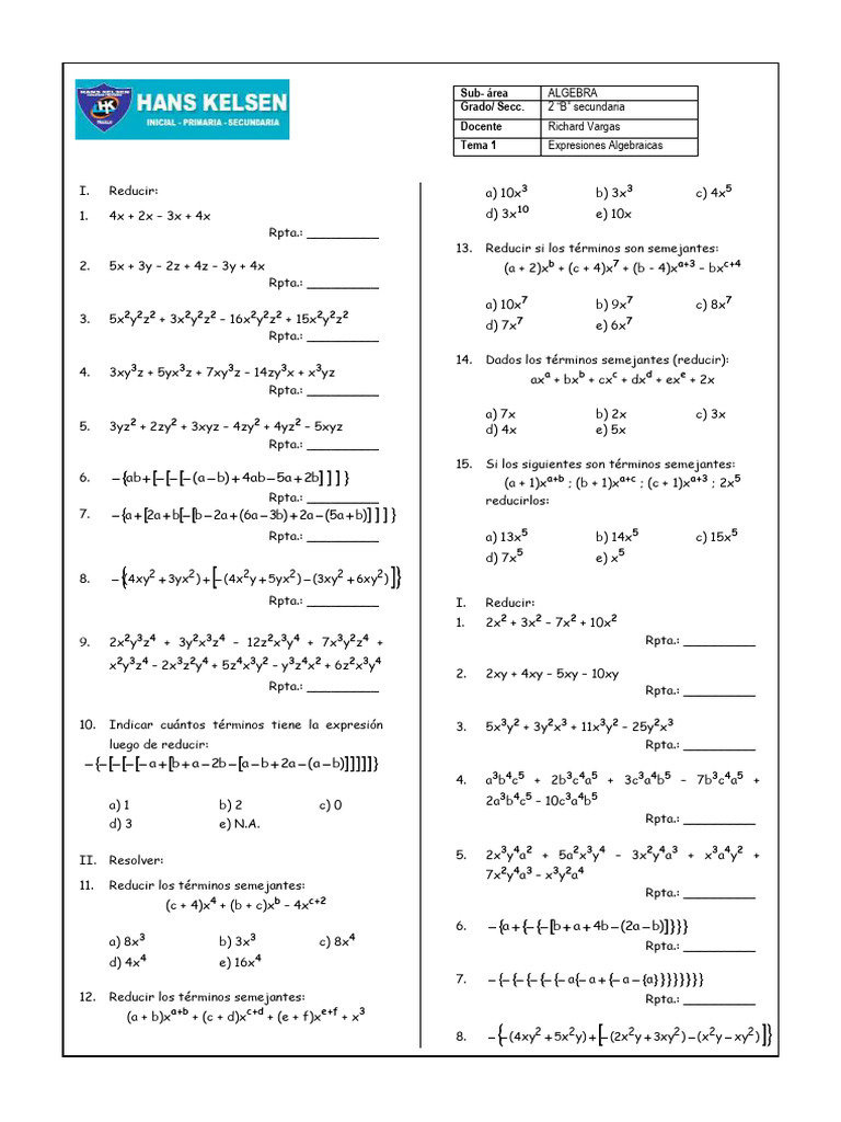 Segundo Algebra 2 B | PDF