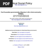 Post-Foucauldian Govern Mentality and Critical Analysis.