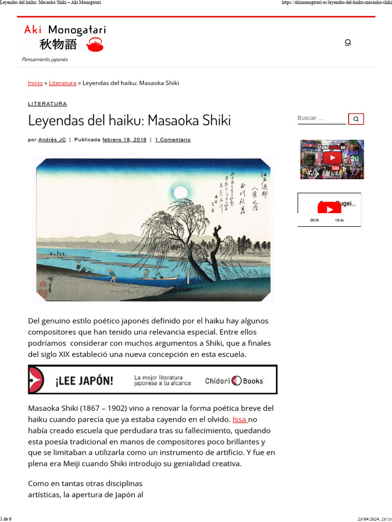 Leyendas Del Haiku Masaoka Shiki - Aki Monogatari | PDF | Haiku | Poesía