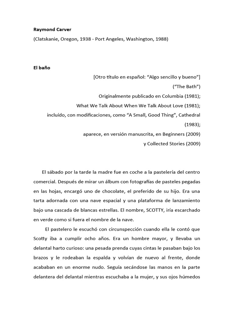 El baño, Raymond Carver PDF