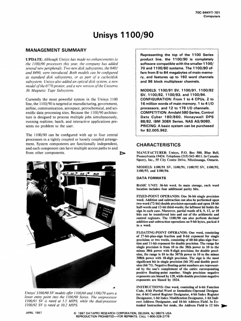 Unisys 1100/90 System Overview | PDF | Central Processing Unit ...