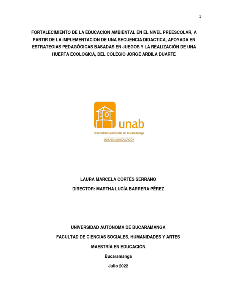 2022 Tesis Laura Marcela Cortes Serrano | PDF | Educación de la primera ...