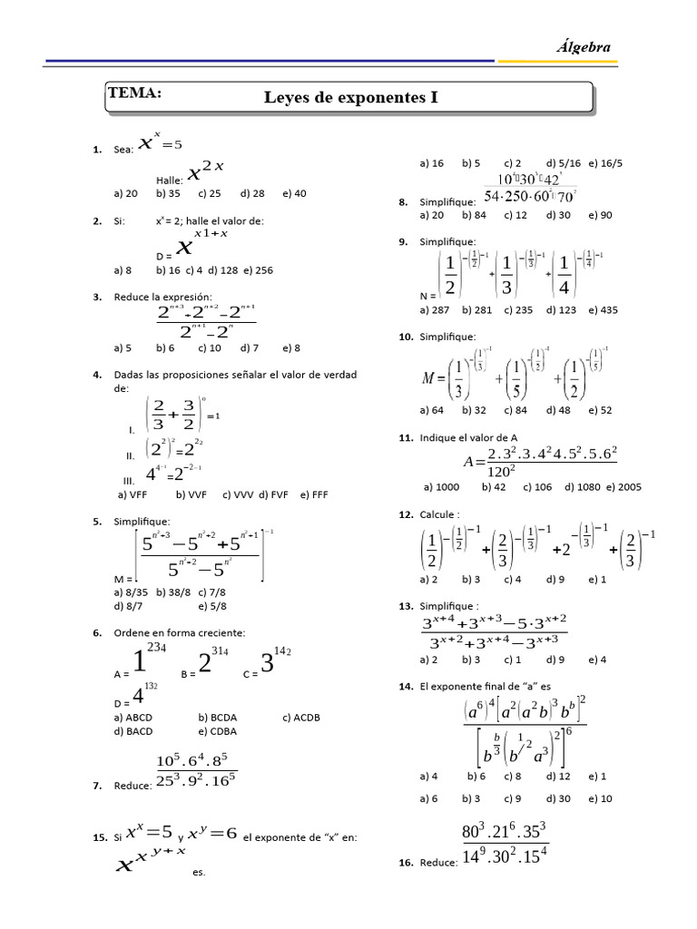 MÓDULO MES DE MARZO ÁLGEBRA 3°y 4° AÑO | PDF | Aritmética | Teoría de ...