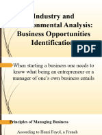 Module 7 Industry and Environmental Analysis Business Opportunities Identification