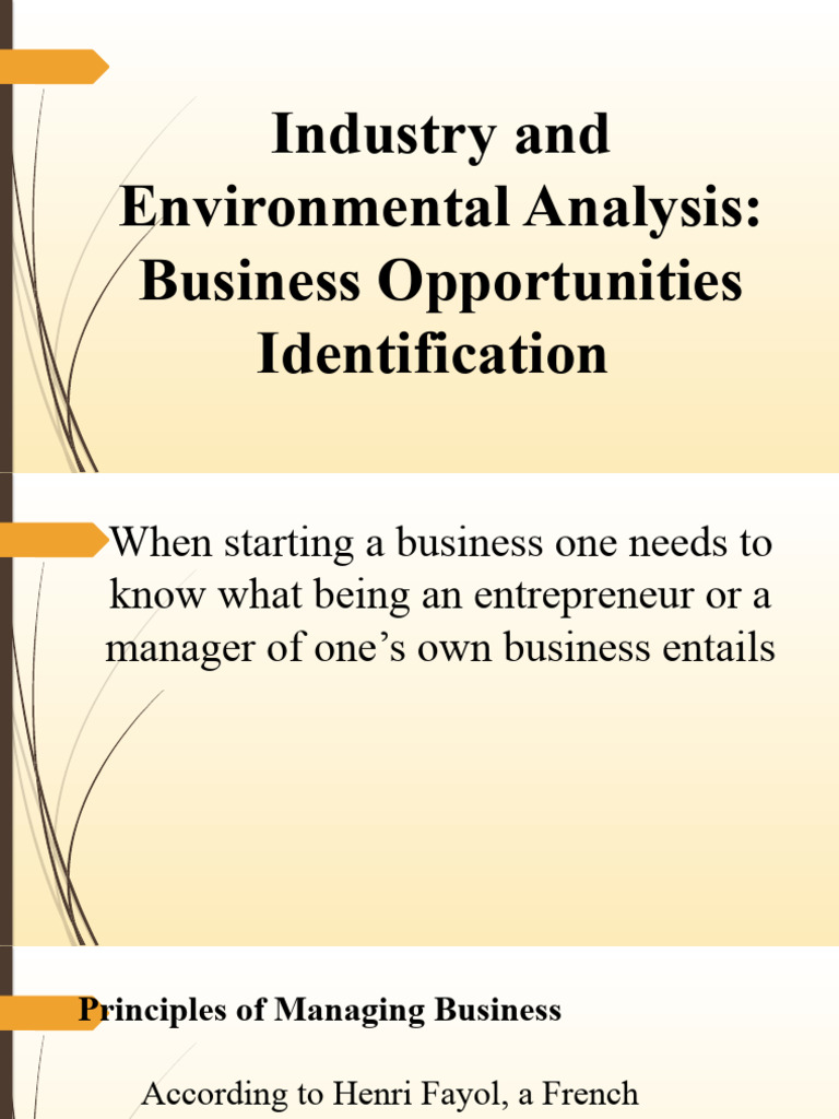Module 7 Industry and Environmental Analysis Business Opportunities ...
