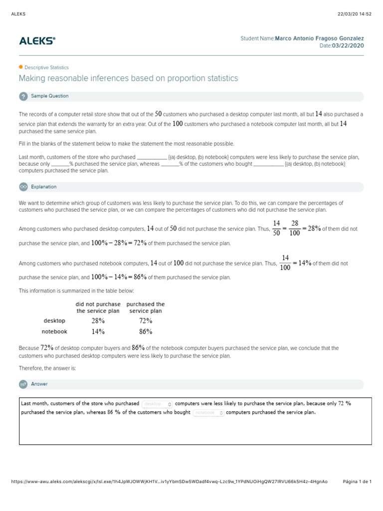 (Descriptive Statistics) - 1 - Making Reasonable Inferences Based On ...