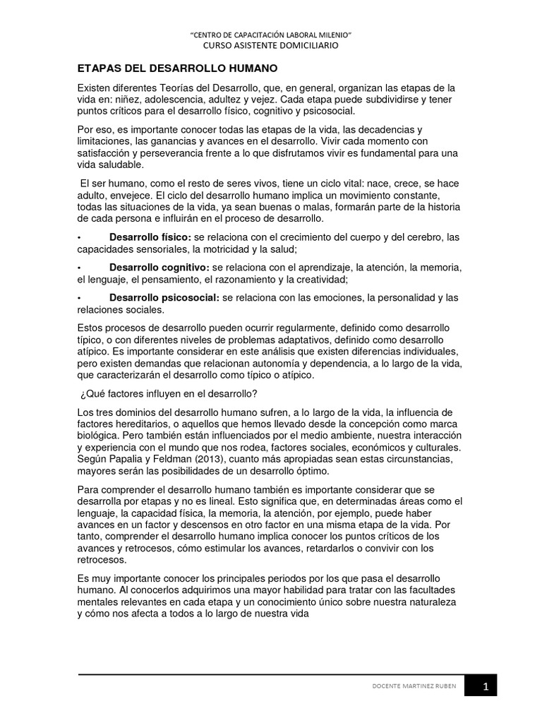 Etapas del Desarrollo Humano | PDF | Adultos | Desarrollo cognitivo