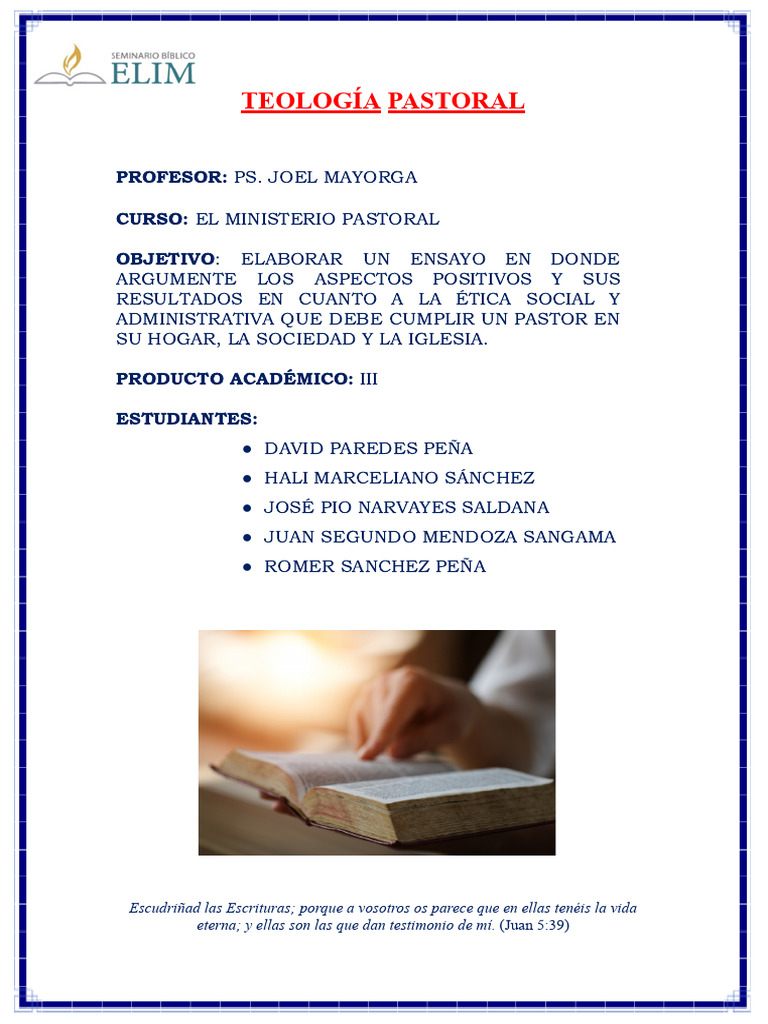 Ética en el Ministerio Pastoral | PDF | Pastor | Iglesia cristiana