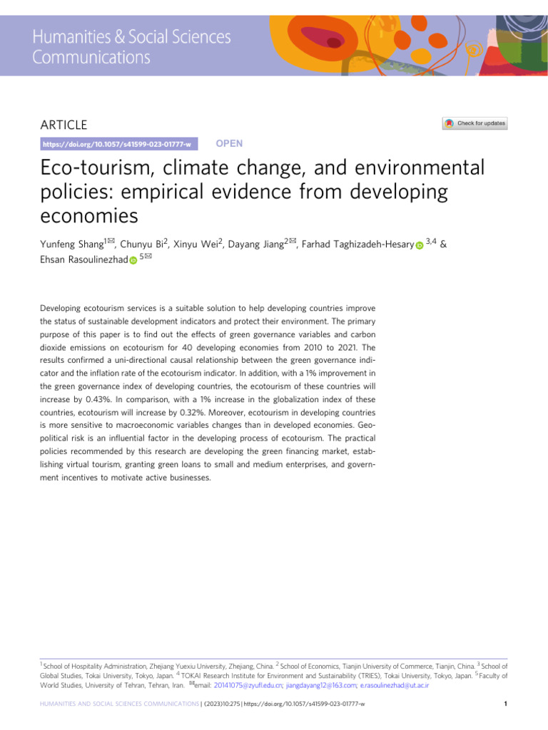 Eco-Tourism and Climate Policy Impact | PDF | Sustainability | Tourism