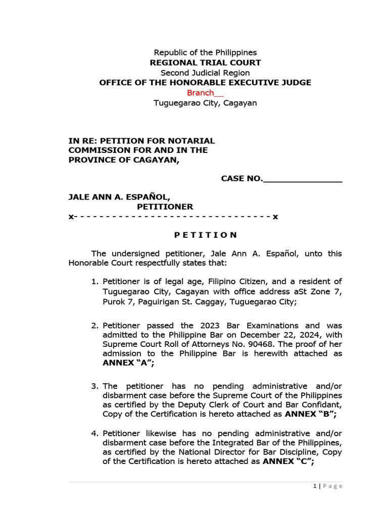 Petition for Notarial Commission in Cagayan | PDF | Judge | Government