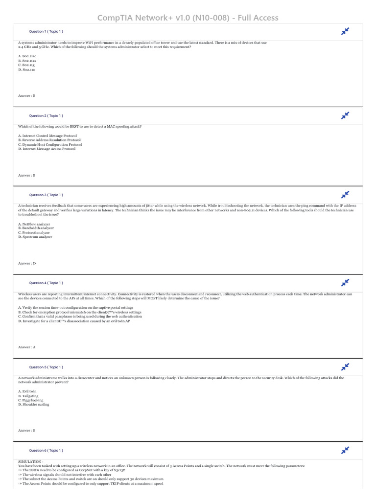 CompTIA Network+ v1.0 (N10-008) - Full Access | PDF | Computer Network ...