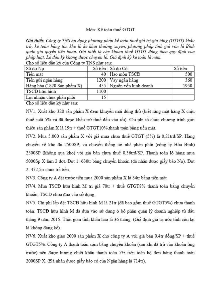 Bài Tập KTT 02 2019 | PDF