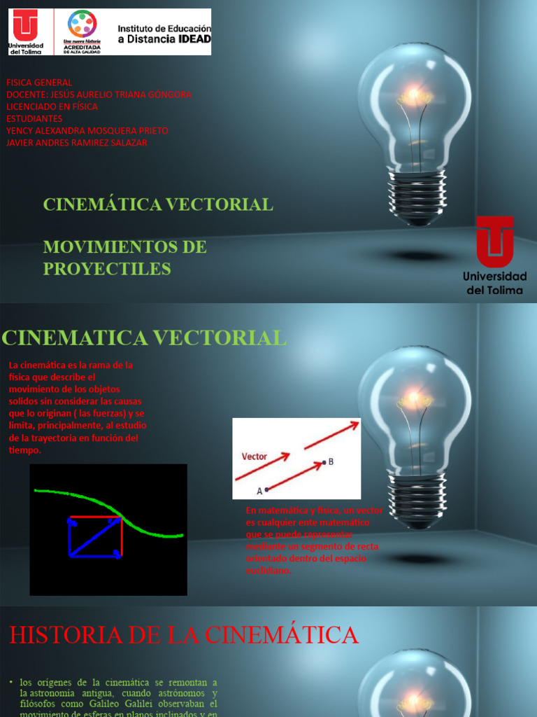 Cinematica Vectorial y Movimiento de Proyectiles Yency y Andres Cipas 2 ...