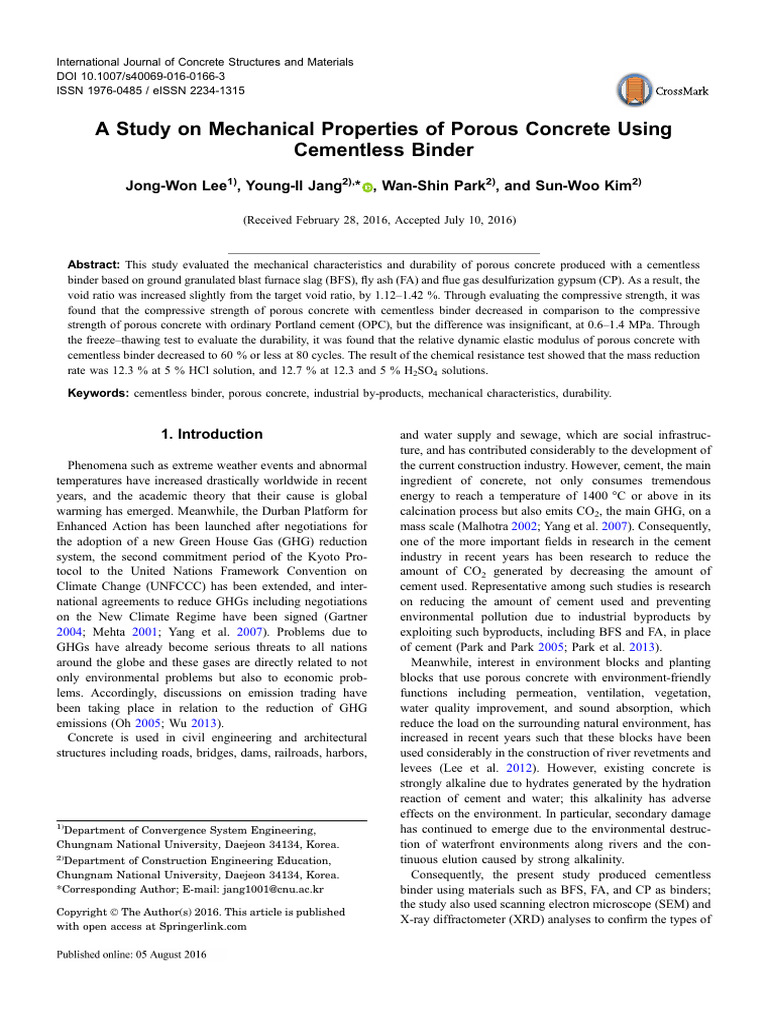 A Study On Mechanical Properties of Porous Concret | PDF | Concrete ...